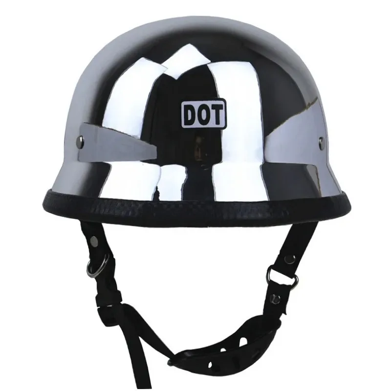 chrome nazi motorcycle helmet Mayan Style Half - Lightweight German Style DOT Approved Helmet Our Premium Classic German 100% Chrome Novelty Item is Fully Lined With A Custom Formed Interior For X Chrome German Style Motorcycle Chrome