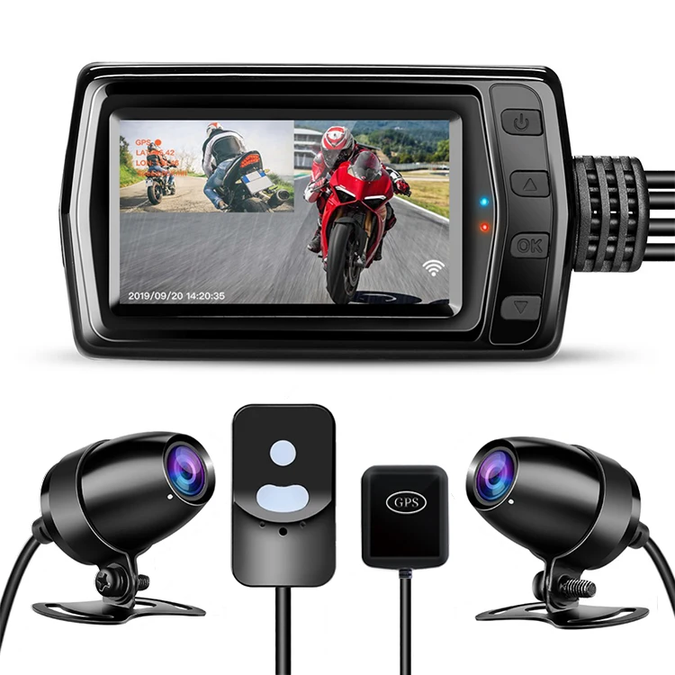 

3 Inch IP65 Waterproof Motor dashcam Dual lens FHD 1080P With WiFi GPS Motorcycles Driving Recorder Motorcycle Dvr Camera