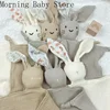 Baby Comforter Cute Baby Rabbit Cat Muslin Towel Soft Cotton Sleeping Dolls Soothing Cloth Blanket Newborn Appease Towel Bibs 2