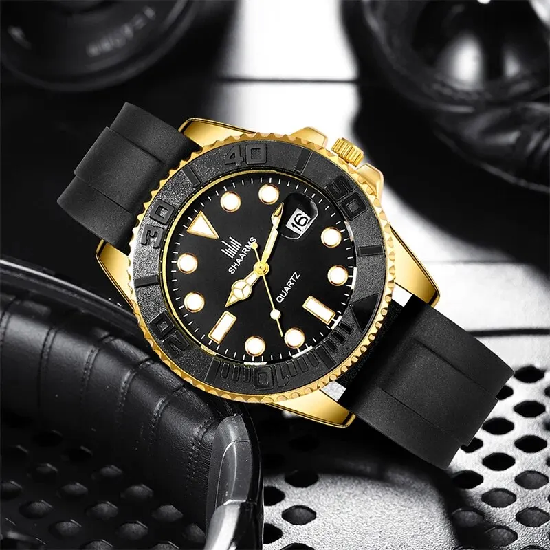 Mens Fashion Watch Casual Clock Montre Homme Business Men Quartz Watch Calendar Green Water Wok Ghost Sport Men Wristwatch, Alina Gadgets