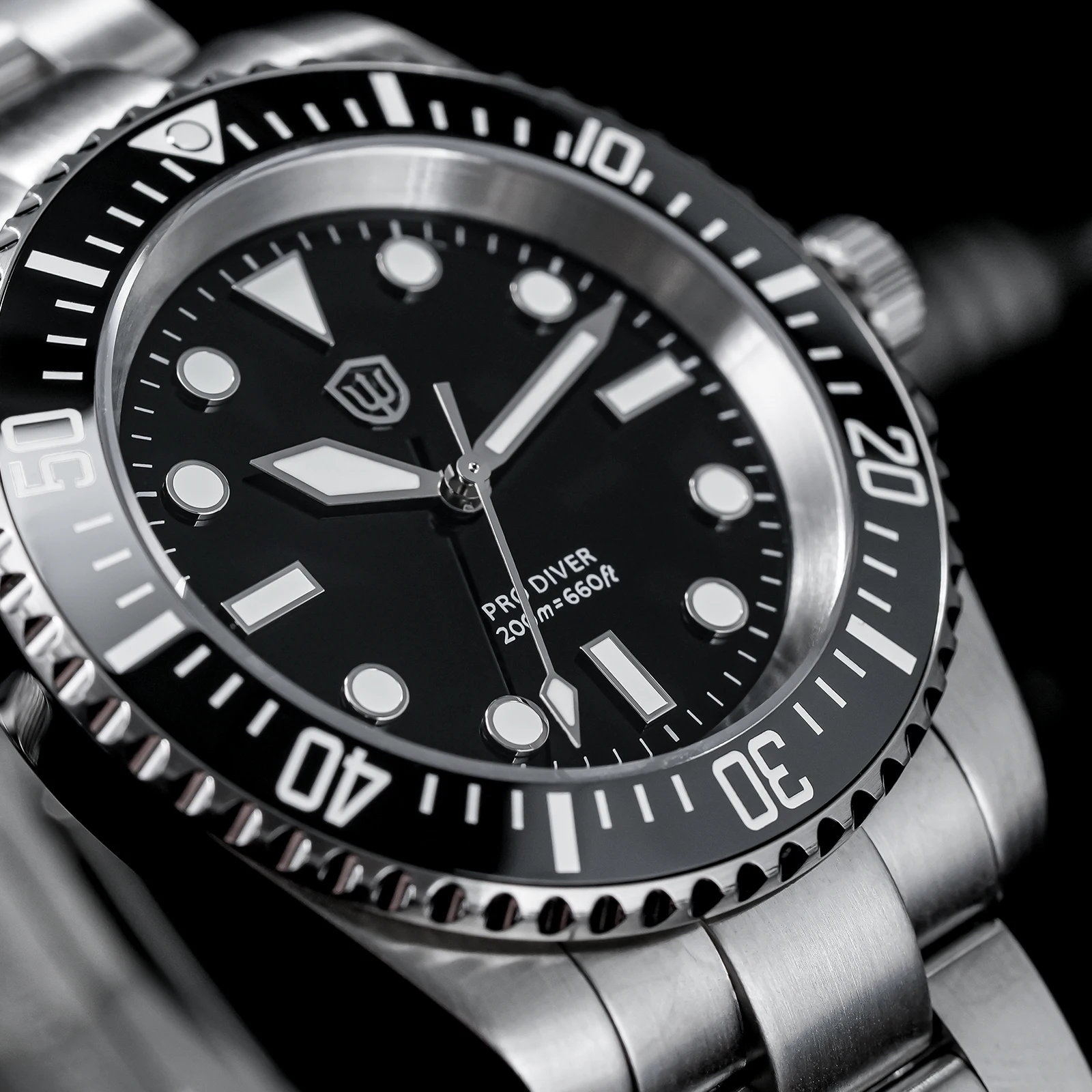 Watchdives WD1680Q V2 Orologio Nero VH31 Sweep Quartz con Lunetta in Ceramica, Vetro Zaffiro AR, Luminoso BGW9, Impermeabile 200M, Orologio da Polso da Uomo in Acciaio - immagine 5
