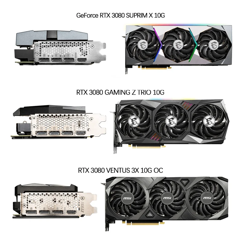 MSI RTX 3080 VENTUS 3X 10G OC GDDR6X Graphics NVIDIA RTX 3080Ti Video Card  19000MHz RTX 3080 GAMING SUPRIM X RTX3080 GPU New