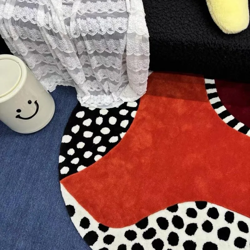 Red Round Carpet Retro Leopard Print High-end Living Room Plush Rug Large Area Home Bedroom Cloakroom Soft Floor Mat Ковер Tapis