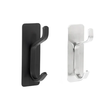 Stainless Steel Adhesive Hooks Bathroom Robe Towel Hanger Rack Clothes Bag Hanging Hook for Kitchen Cabinet, Closet, Room Doors