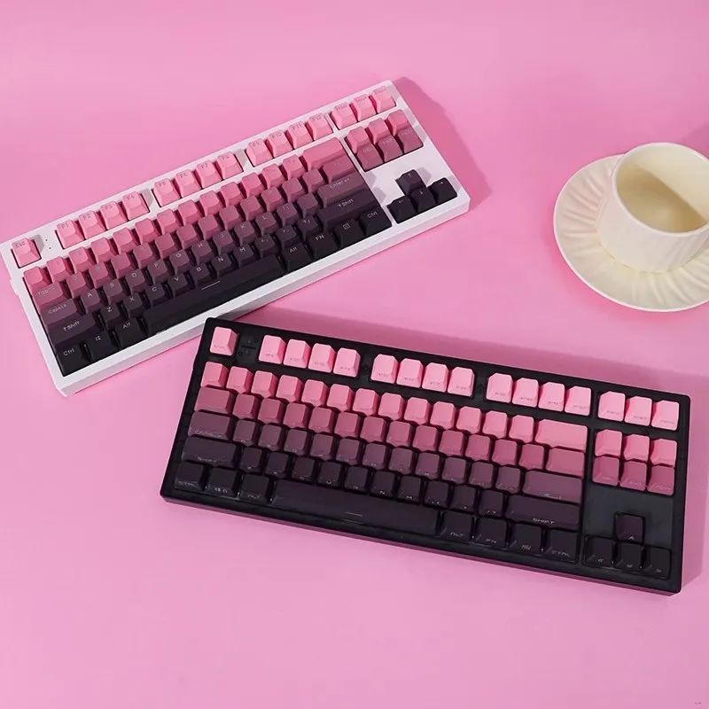 Algas Vermelhas Feijão Colar Rosa Backlit Teclado Oem Perfil Keycap Teclado Personalizado 68 84 87 Mx1.0 6.0 8.0 Conjunto - Imagem 5