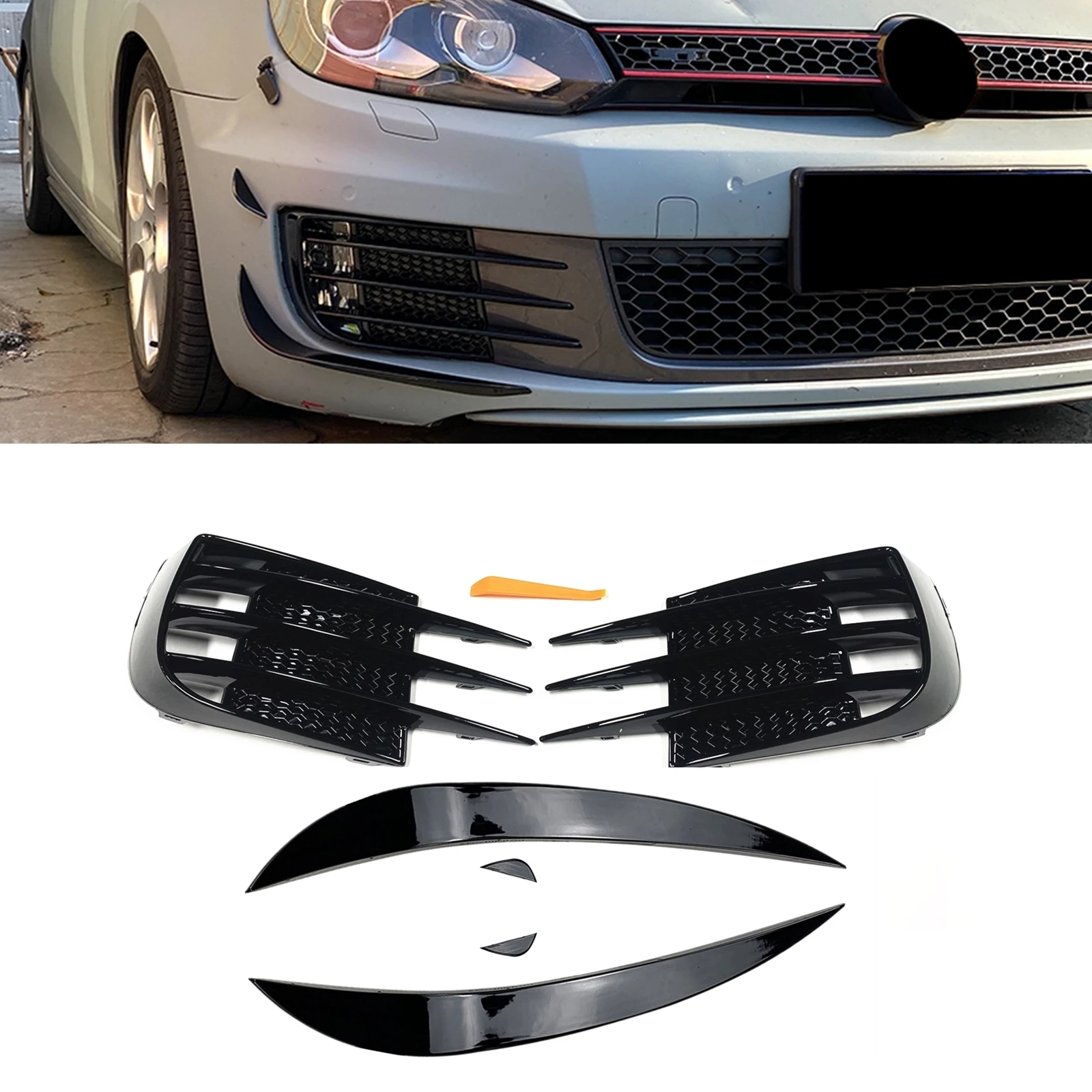 For Volkswagen Vw Golf 6 Mk6 Gti Gtd Front Bumper Fog Light Cover Trim Black Air Vent Intake