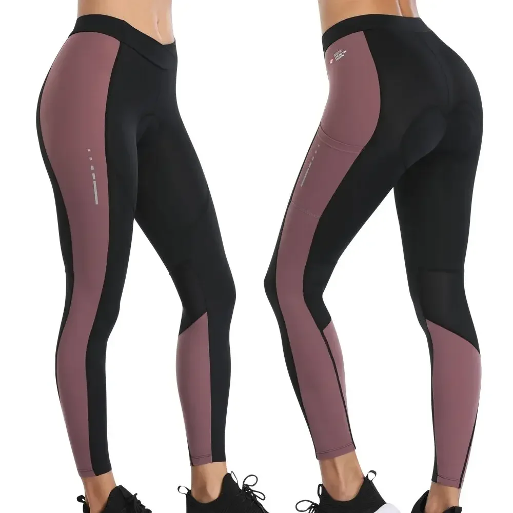 Pantaloni lunghi da ciclismo da donna Santic Leggings da bicicletta con pantaloni sportivi da ciclismo MTB riflettenti in rete traspirante