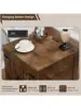 Farmhouse End Table Sofa Side Table with Charging Station 24" Large Wood Square Nightstand with Doors Modern Storage Cab 5