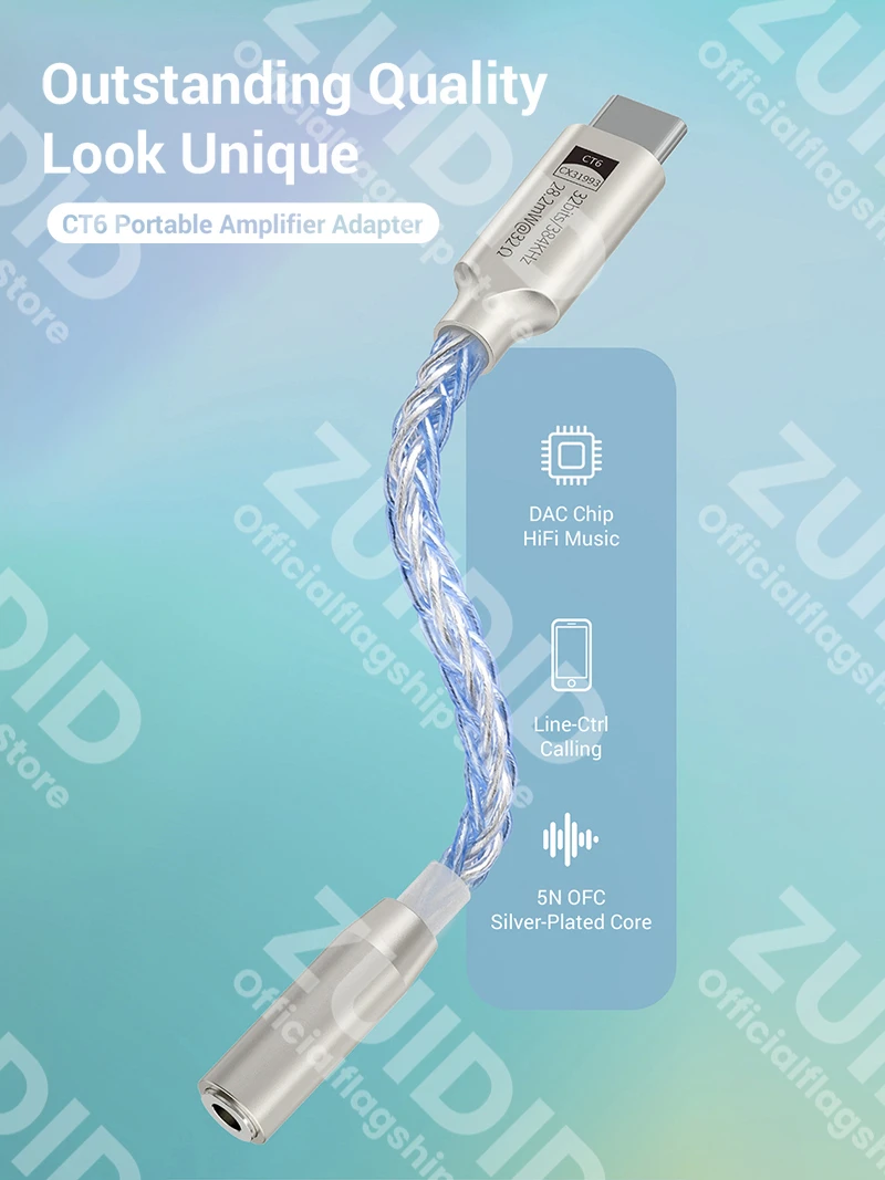 32Bit 384KHz HiFi USB Type C to 3.5mm Audio Adapter Hi-Res DAC Digital Decoder Headphone Jack AUX Converter for iPad Pro Samsung