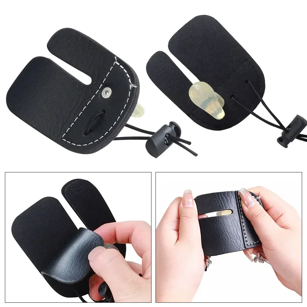 Cow Leather Archery Finger Guard Protection Pad Glove Tab Bow Shooting Hand Guard Tool Arrow Training Shooting Hunting Supplies sports gloves