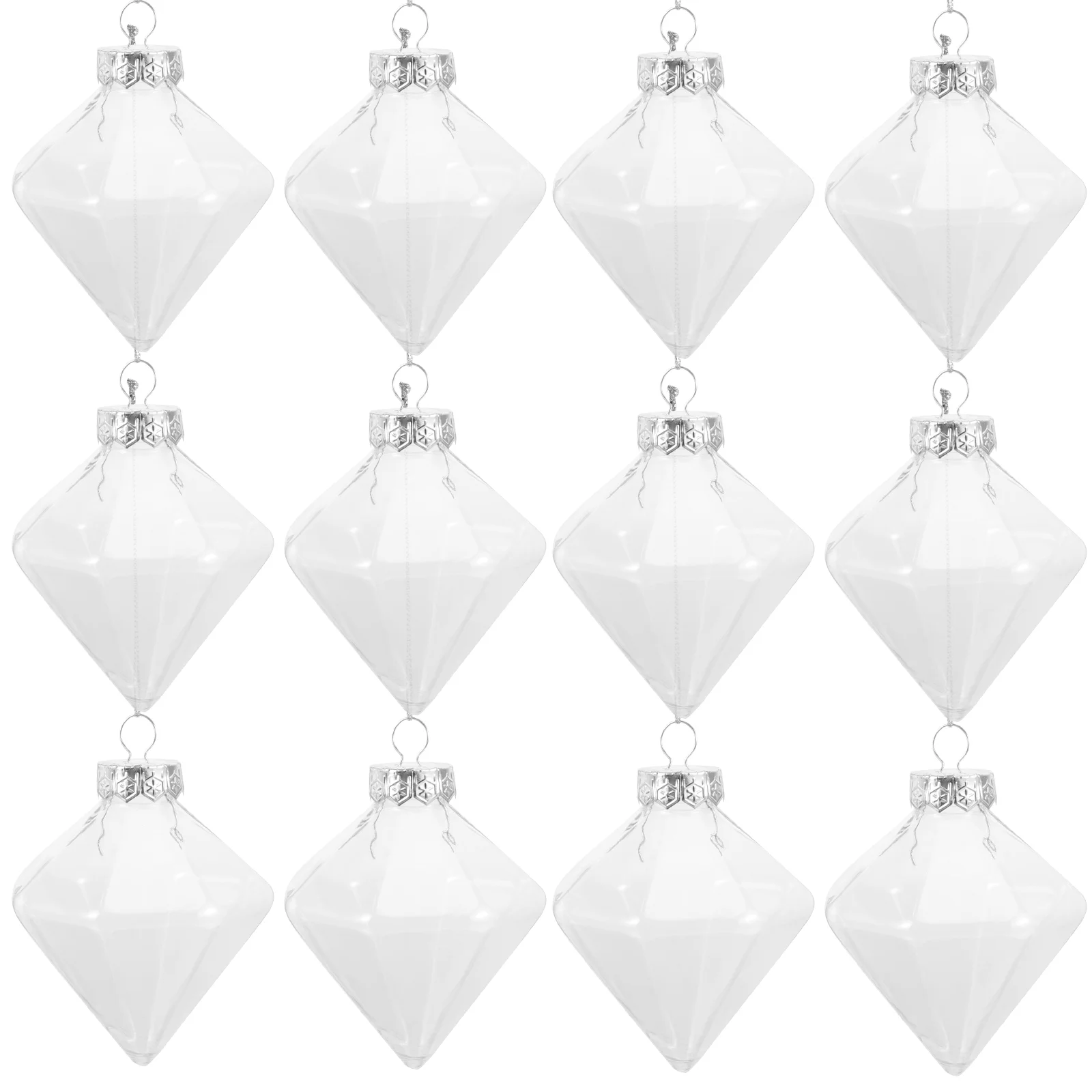 

12 Pcs Diamond Transparent Ball Christmas Balls Clear Ornaments Tree Decor Fillable Plastic Stuffed for Crafts