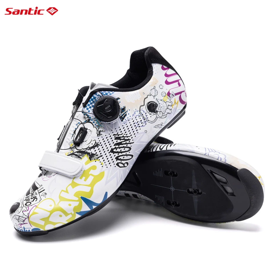 Santic ホワイト シューズ クリンチタイプ Santic-男性と女性のためのユニセックスサイクリングシューズ,ナイロン