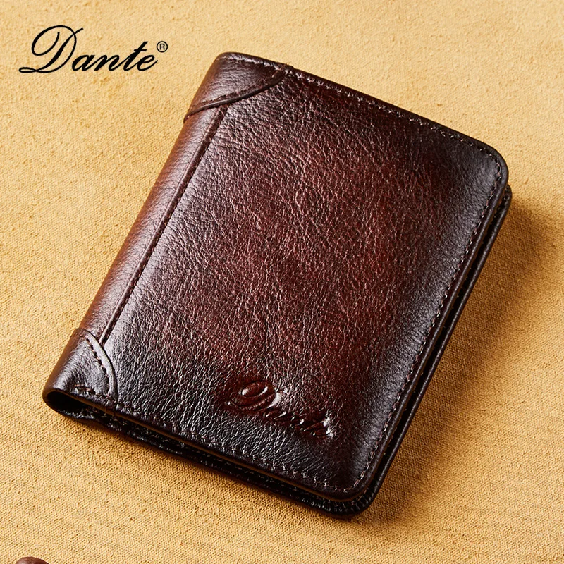 Genuine Leather Men's Wallet Vertical Anti-theft RFID Blocking Card Holder Money Clip