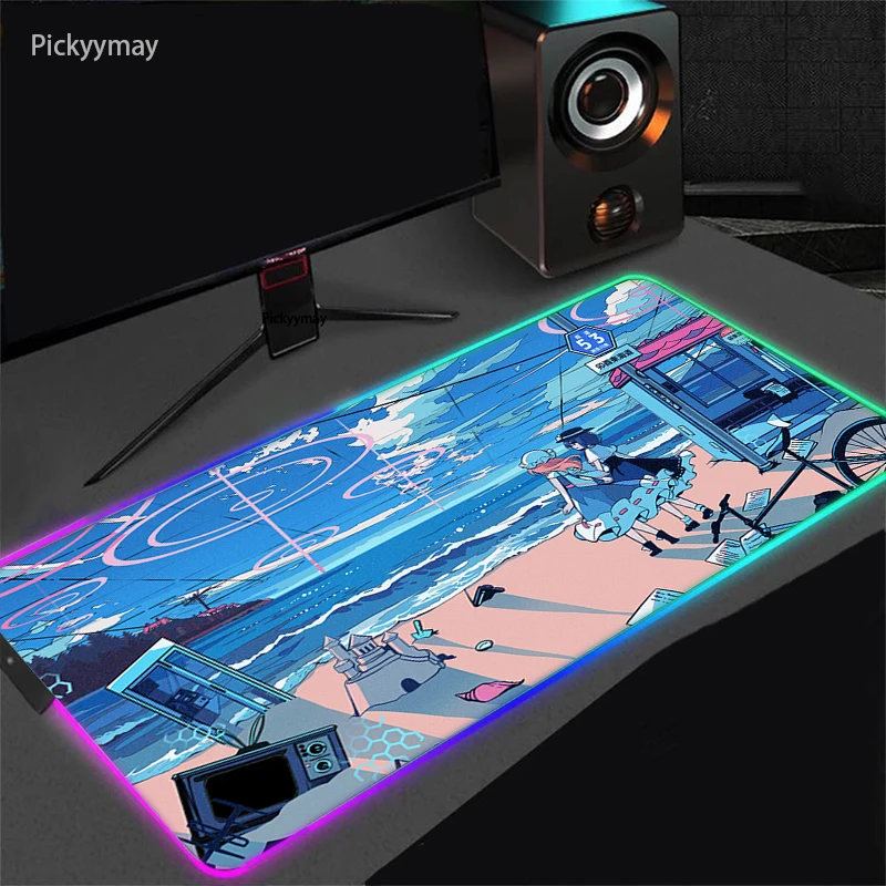 

RGB Anime Mousepad LED Laptop Gamer Mausepad Gaming Acceossories Mouse Mause Pad Large Keyboard Desk Mat With Backlight