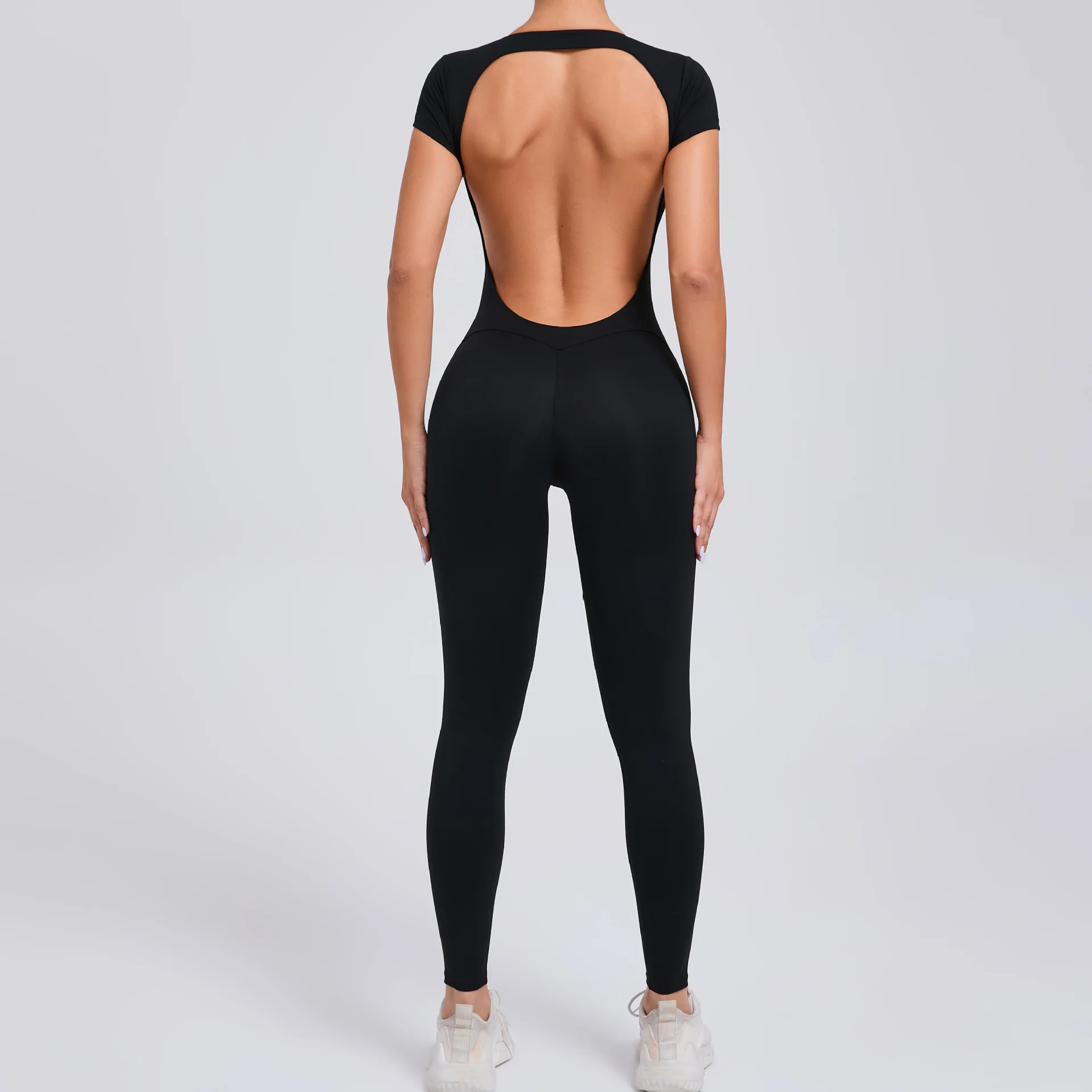 2025 Yoga Jumpsuit Fitness Sports Overalls Gym Clothing Set Wear Pilates Workout Clothes Women Short Sleeves Outfit Activewear 3