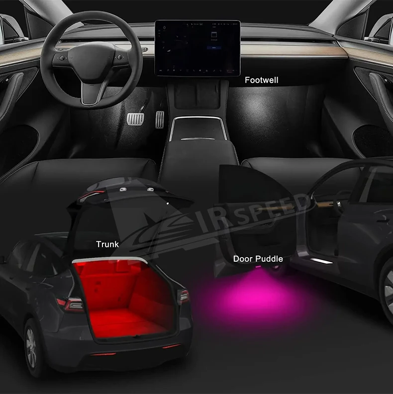 Ultrahelle Innen-Fußbrunnenleuchten für Tesla Model Y Juniper 2025–2020, Modell 3, Highland 2018–2024, Modell S/X, LED-Lampen-Set – Detail 5