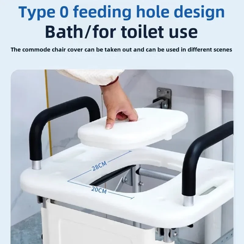 Commode Toilet Squat Toilet Converted To Toilet Seat, No Punching Foldable Elderly Bathroom Commode Chair for Disabled Armrest 3