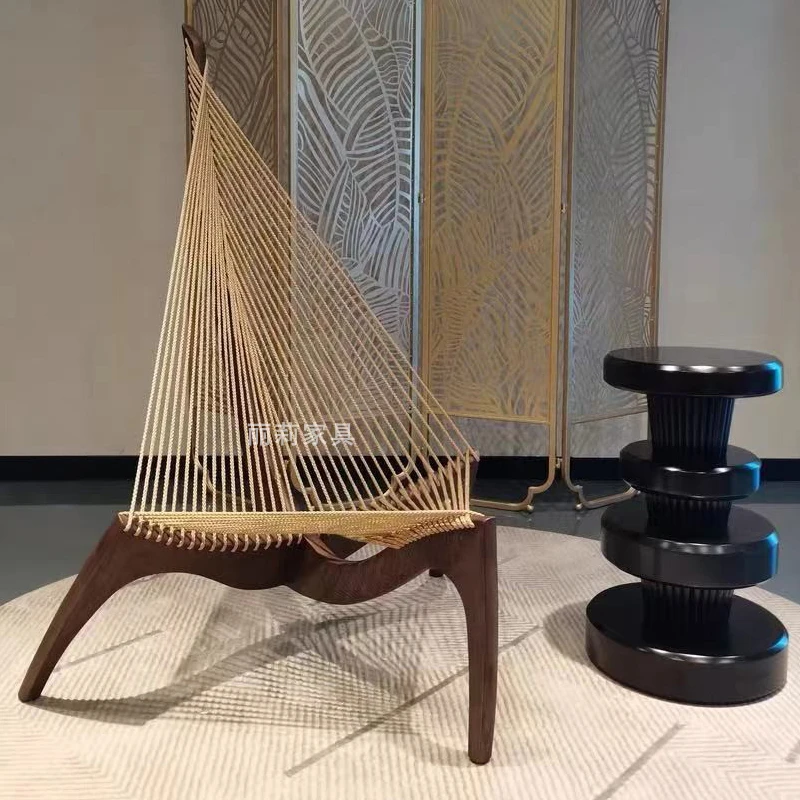 

Solid wood sailing chair designer harp chair art creative B&B porch lounge chair