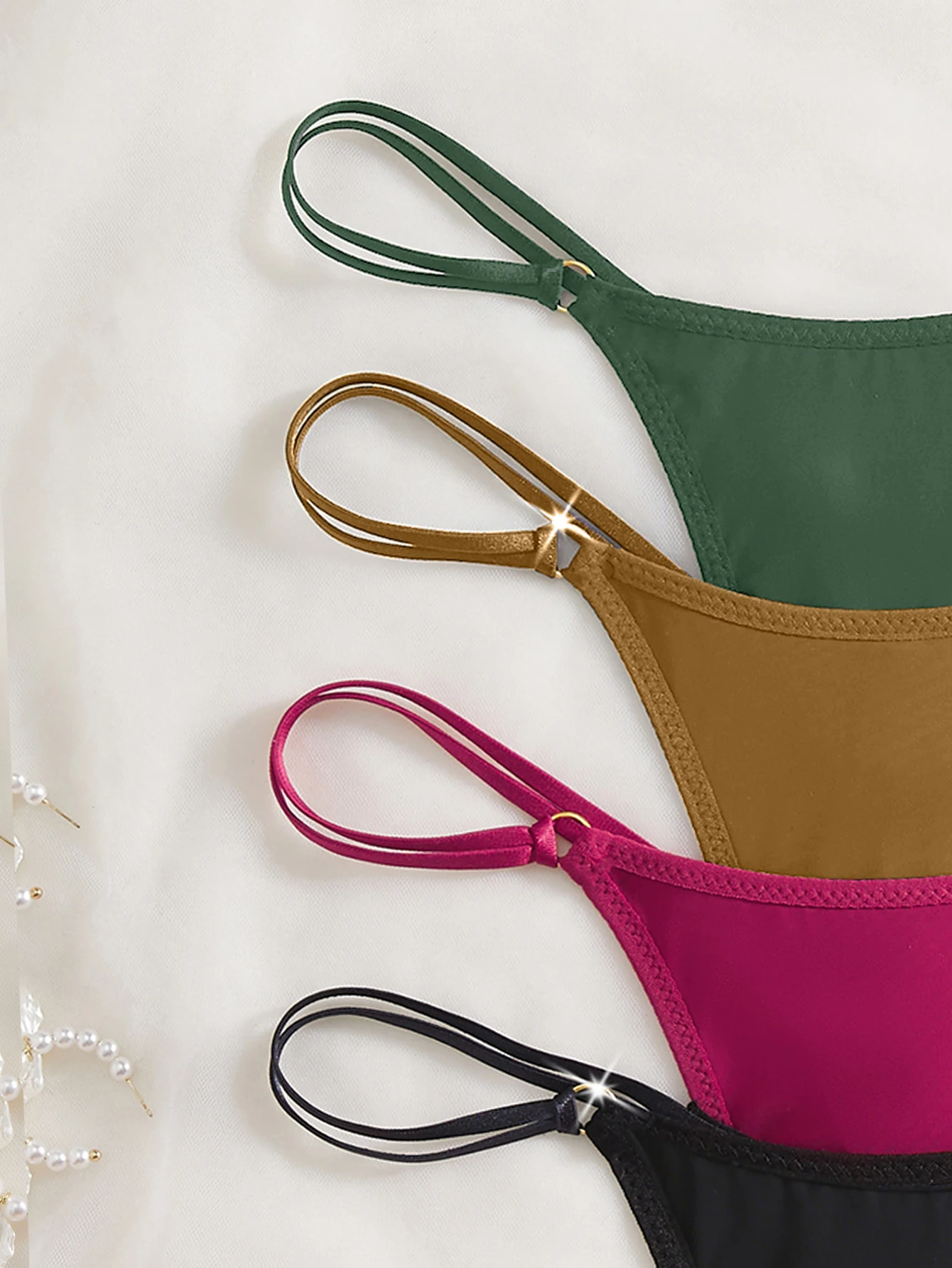 slim strap detail on thong set