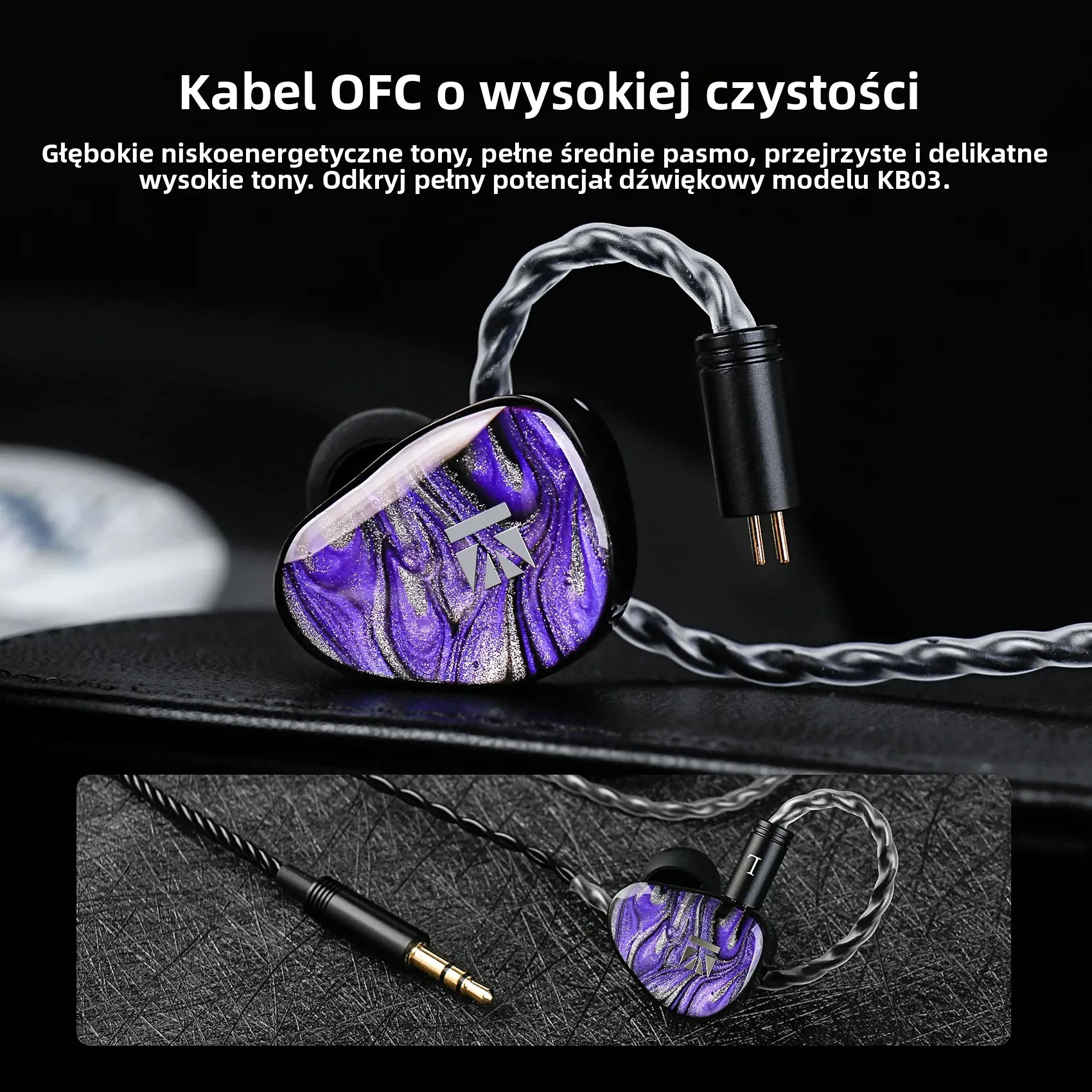 KBEAR KB03 1DD1BA Conduction Hybrid in Ear Monitor Headphones Wired Gaming Earbuds IEM Earphones Beryllium Coated Dynamic Music