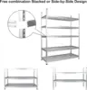 Heavy Duty Adjustable Storage Shelving Unit 5 Shelf High-Grade Aluminum Silver 60 X 24 X 78 Inch Durable 5