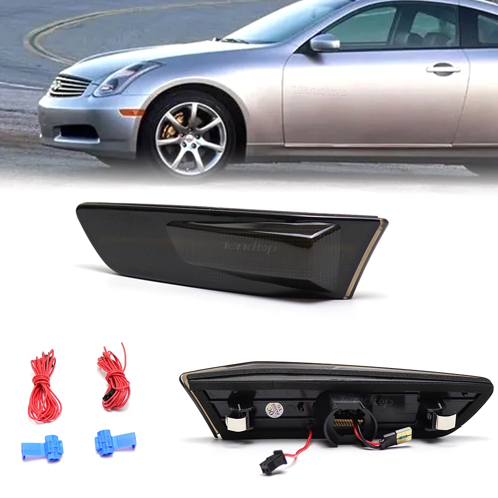 

LED White DRL Side Marker Lamps for 2003-2007 Infiniti G35 Coupe Skyline Smoked Lens Amber Turn Signal Lights Likts