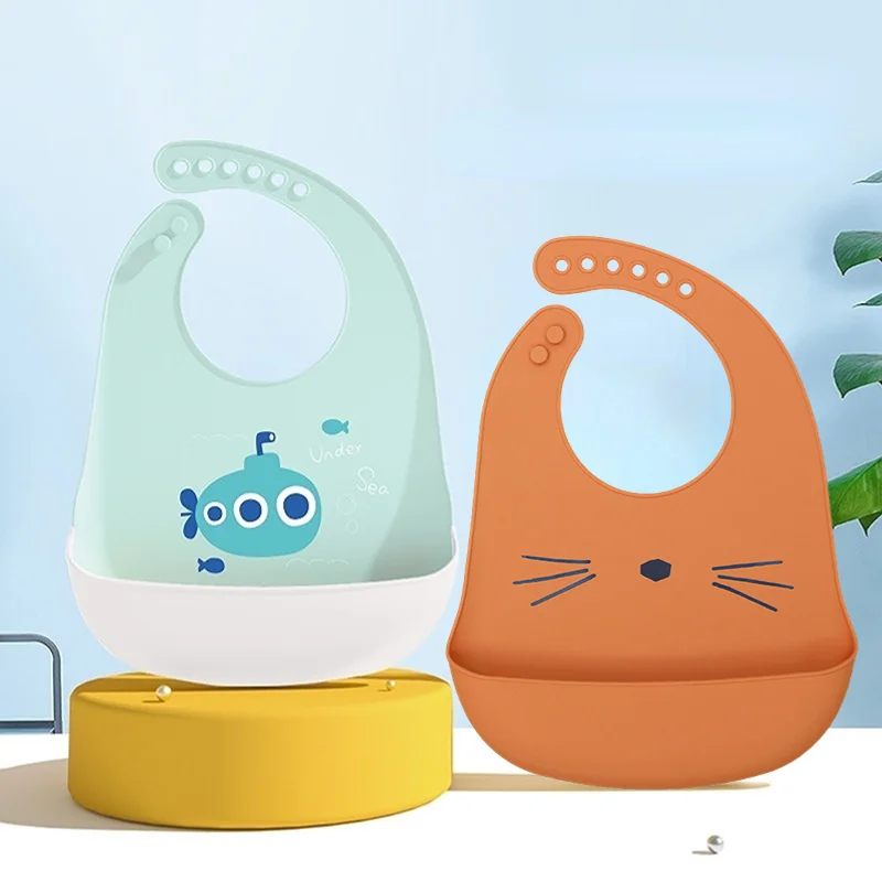 

Baby Silicone Bibs Waterproof Lunch Apron Toddler Kids Girls Boys Children Saliva Solid Feeding Adjustable Eat Food Bib Aprons