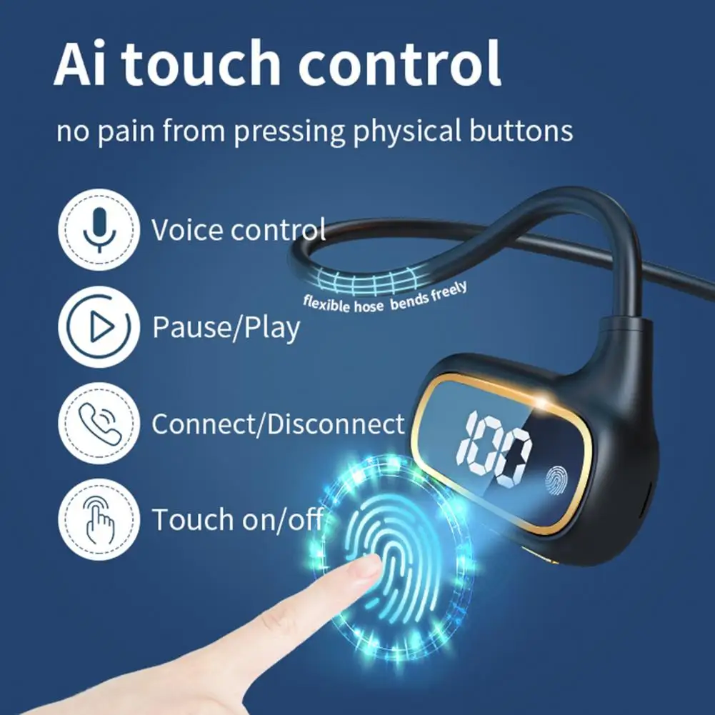 

Wireless Earphone 1 Set Practical Stereo Surround Fingerprint Touch Low Power Consumption Wireless Headphone Sports Accessory