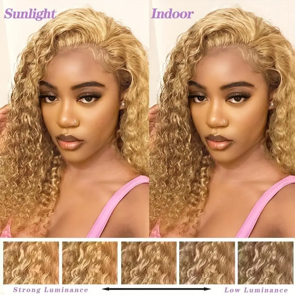 Curly Hair Honey Blonde Wig Human Hair 13X6 Hd Lace Frontal Wig 13X4 Deep Wave 30 Inch Lace Front Preplucked Brazilian Wigs