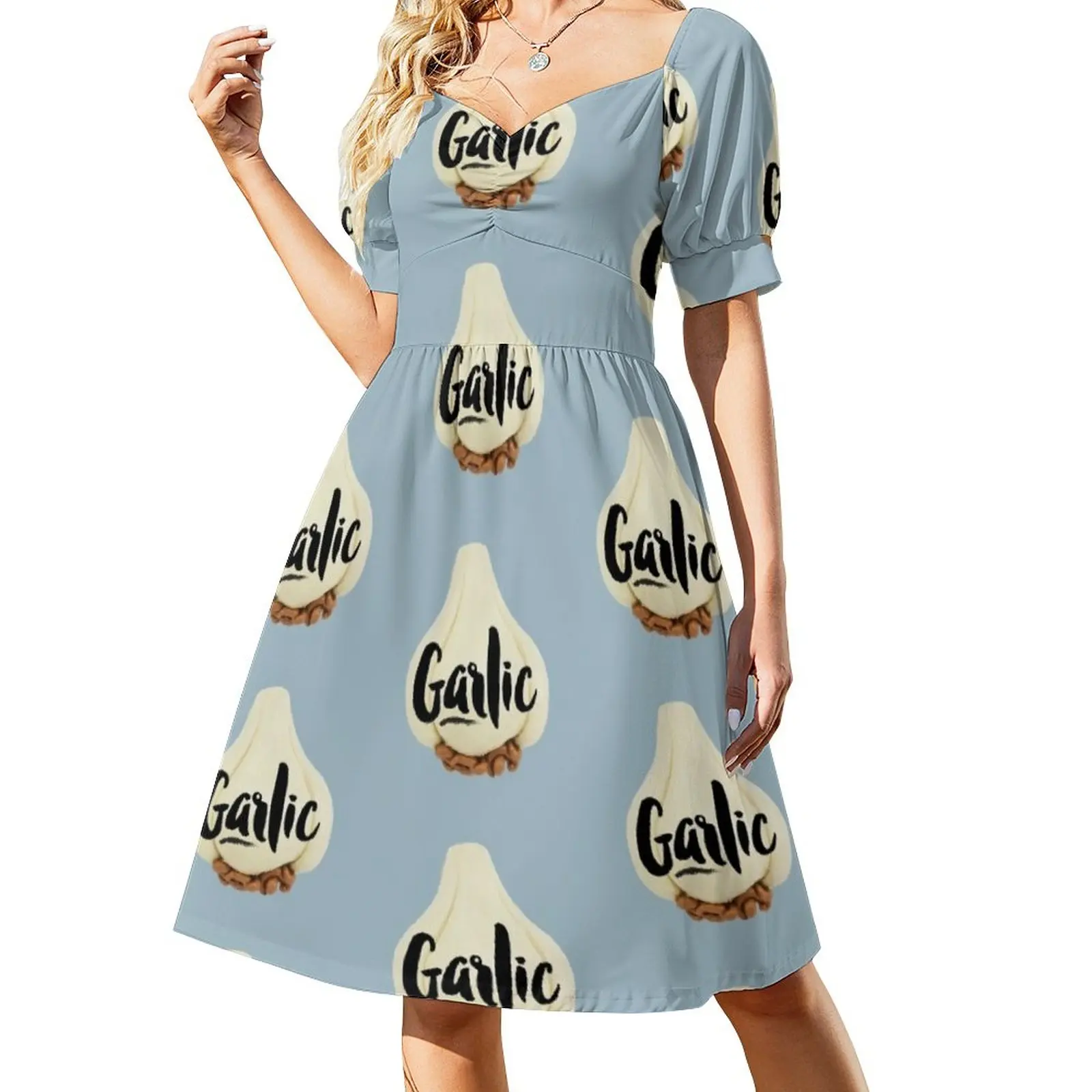 

Awesome graphics Garlic pattern Sleeveless Dress womans clothing