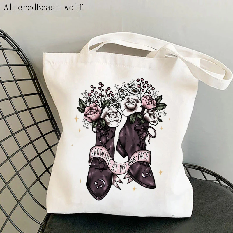Women Shopper bag magic Witch pastel goth hands and galaxy planets Tarot witchy Bag Canvas Shopper Bag girl Shoulder Lady Bag