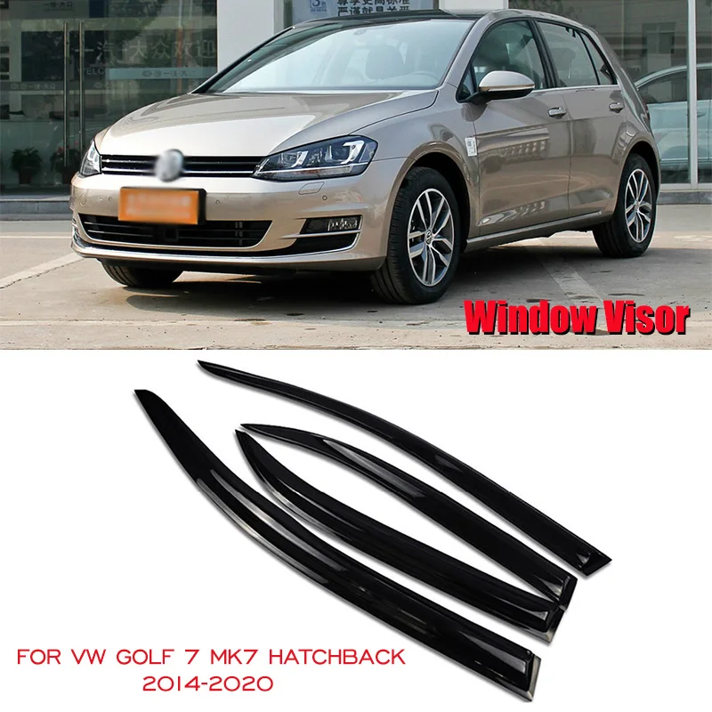 Car Window Visor Rain Sun Smoke Guard Deflector Vent Shade Awning Rain cap For Volkswagen VW Golf 7 MK7 Hatchback 2014 -