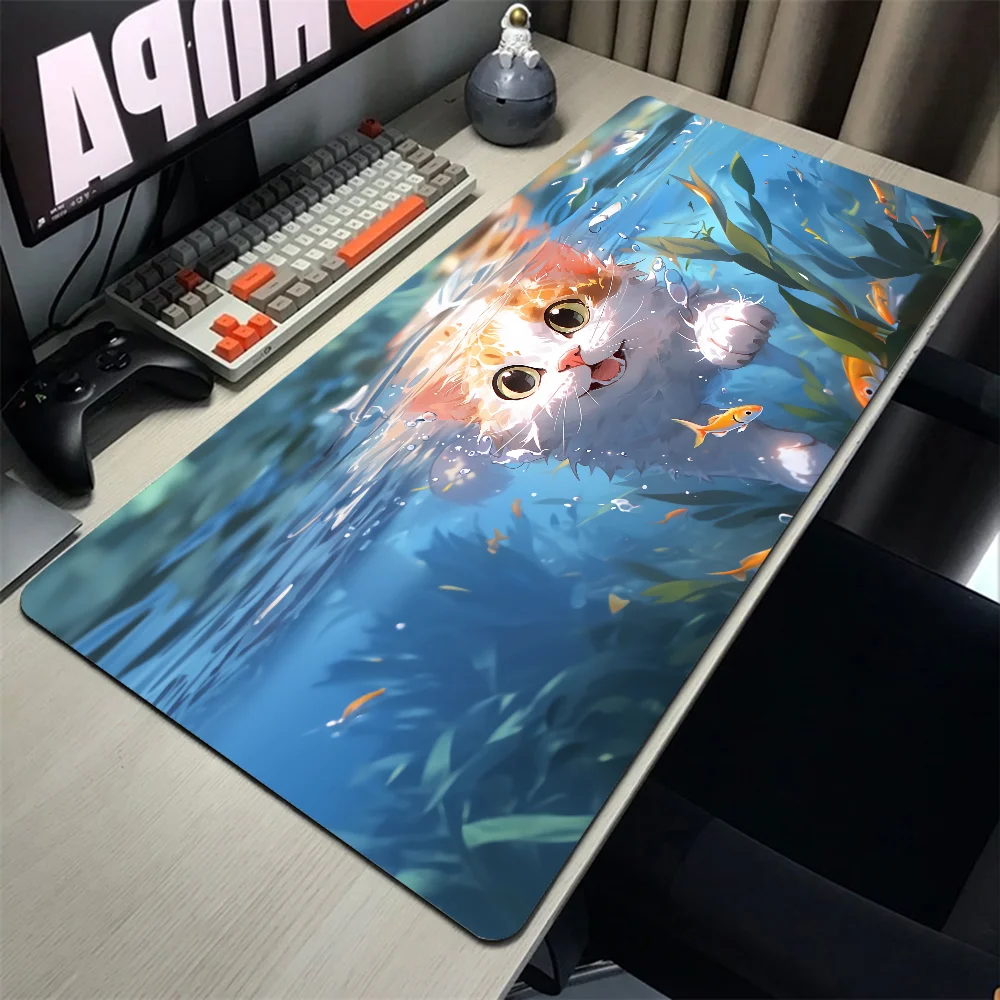 

Anime Cat Mousepad Large Computer Gaming Accessories MousePads Rubber Desk Mats Anti-slip Laptop Soft Mice Pad Mouse Mat