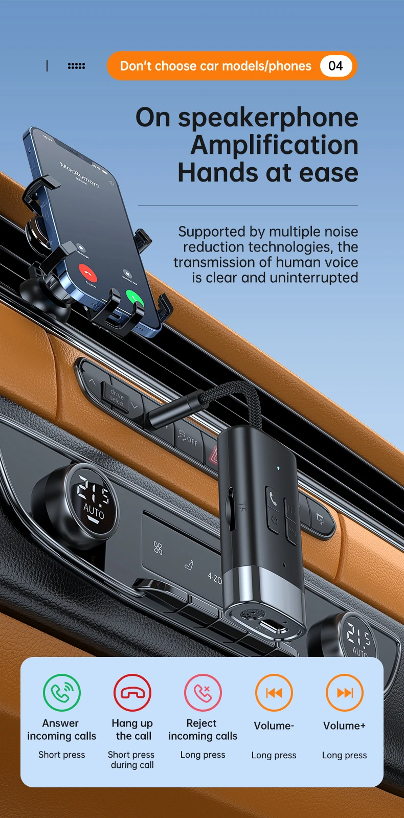 Aux Audio Adapter Bluetooth 5.4 Transmitter Receiver 2 IN 1 Support TF Card Wire