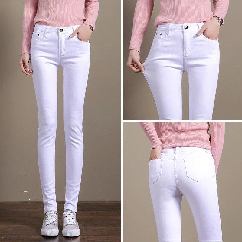 2023 Spring Women Oversize 34 White Pencil Pants Casual Cotton Legging Trousers Office Slim Pantalones Elegant Stretch Sweatpant