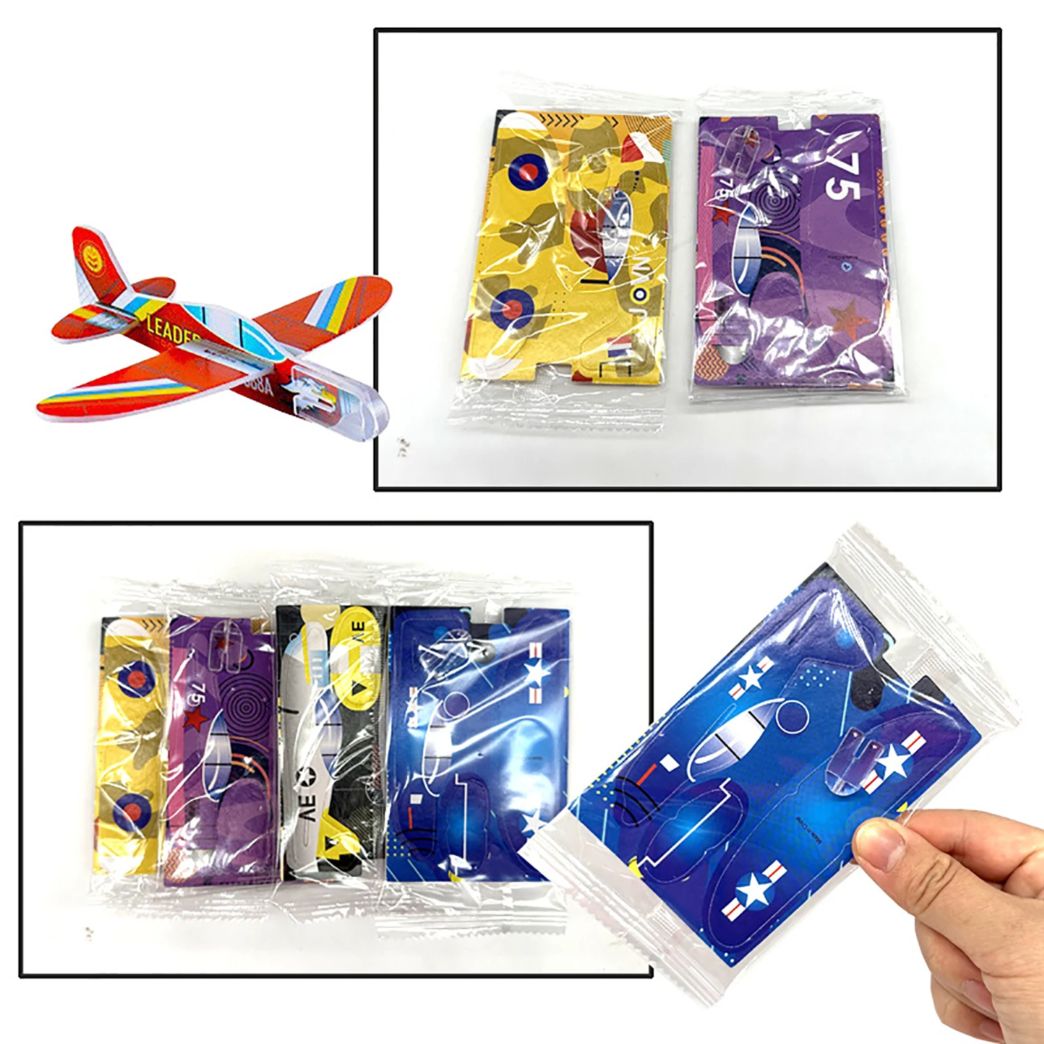 10 Pieces of Hand-Thrown Small Airplane Children's DIY Assembled Cartoon Model Foam Mini Airplane Great for Kids Party Favors