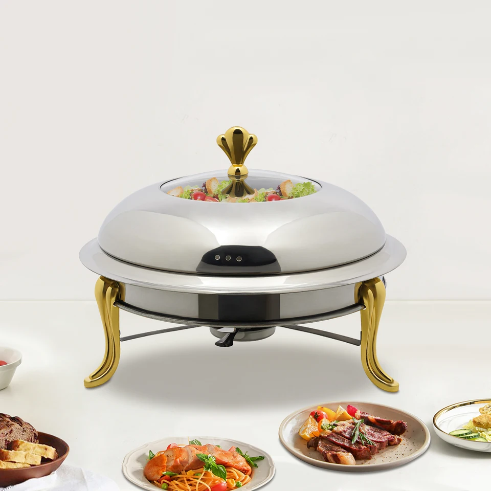 Stainless Steel Gold Crown Buffet Stove Warmer