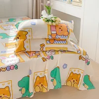 Cartoon Flat Sheet with 2 Pillowcases Soft Comfortable Kawaii Bear Rabbit Dinosaur Print Bed Sheet Set Microfiber Bed Cover,Twin 6