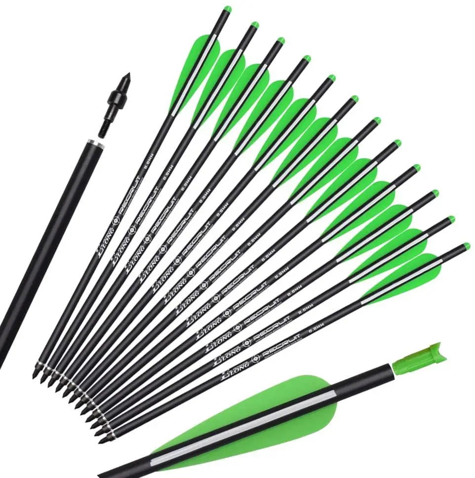 

12pcs Crossbow Bolts Arrows Carbon Arrow 16 18 20 22 inch with 100Grain Removable Tips