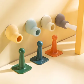Creative Silicone Door Stopper Wall-Mounted No-Drill Round Toe Shoe Design Shock-Absorbing Door Holder Ideal for Home Bathroom 2