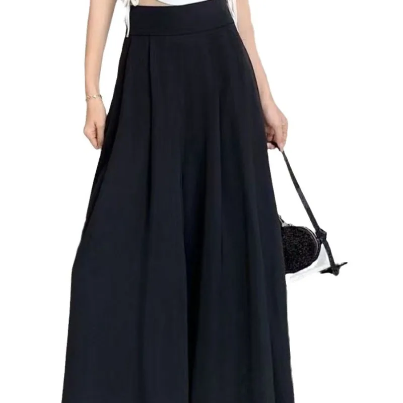 Pleated Suit Pants  Loose Wide-leg Pants and Skirts  Summer Thin High-waisted Casual Pants and Skirts for Women