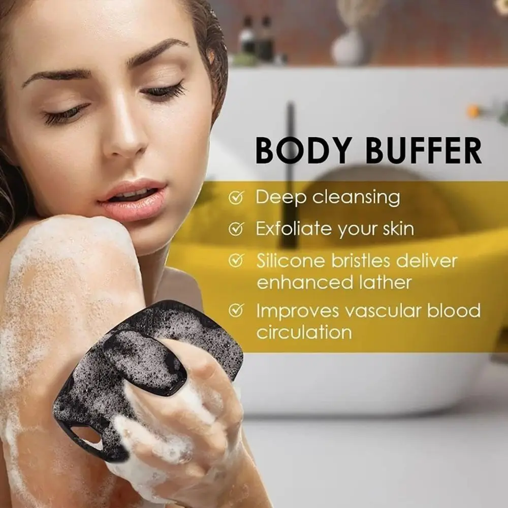 1Pc Durable Silicone Exfoliating Brush Soft Black Grey Massage Bath Brush Body Cleansing Scrubber Shower Bath Supplies