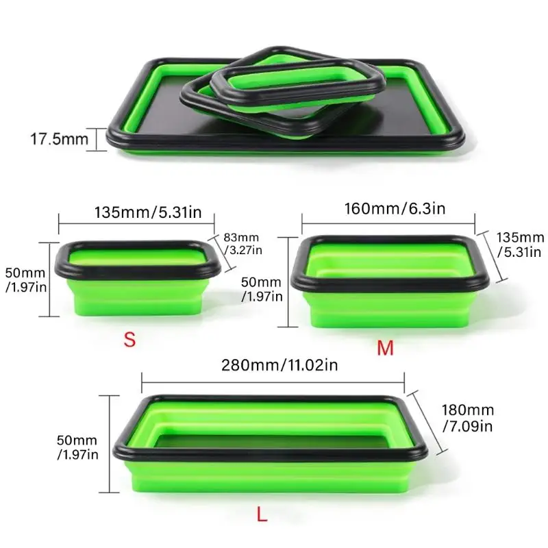 652F 접이식 자석 나사 트레이 실리콘 그릇 도구 부품 보관함 정리함