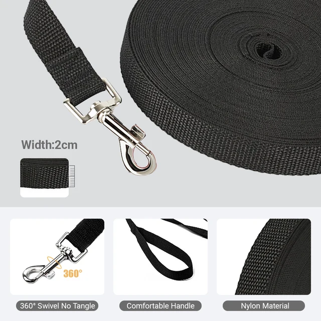 Nylon Dog Leash For Small Big Dogs Outdoor Training Pet Long Traction Rope Belt Puppy Lead Extending 6M 10M 15M 30M 50M Supplies 3
