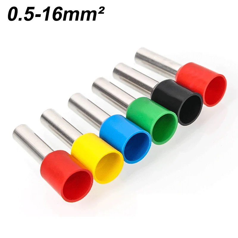 

100pcs Wire Connector VE 0508 7508 1008 1508 2508 4012 6012 10-12 16-12 Insulated Connect Terminal Crimp Terminator Cold Pressed