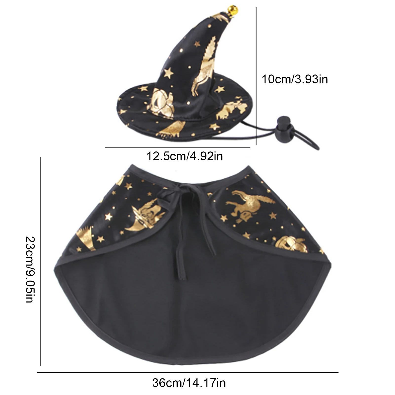 Costume da mago gatto Costume di Halloween per animali domestici Costume da mago Gatto Cappello da strega Costumi da mago per cani da compagnia Mantello Mantello per cani e gatti