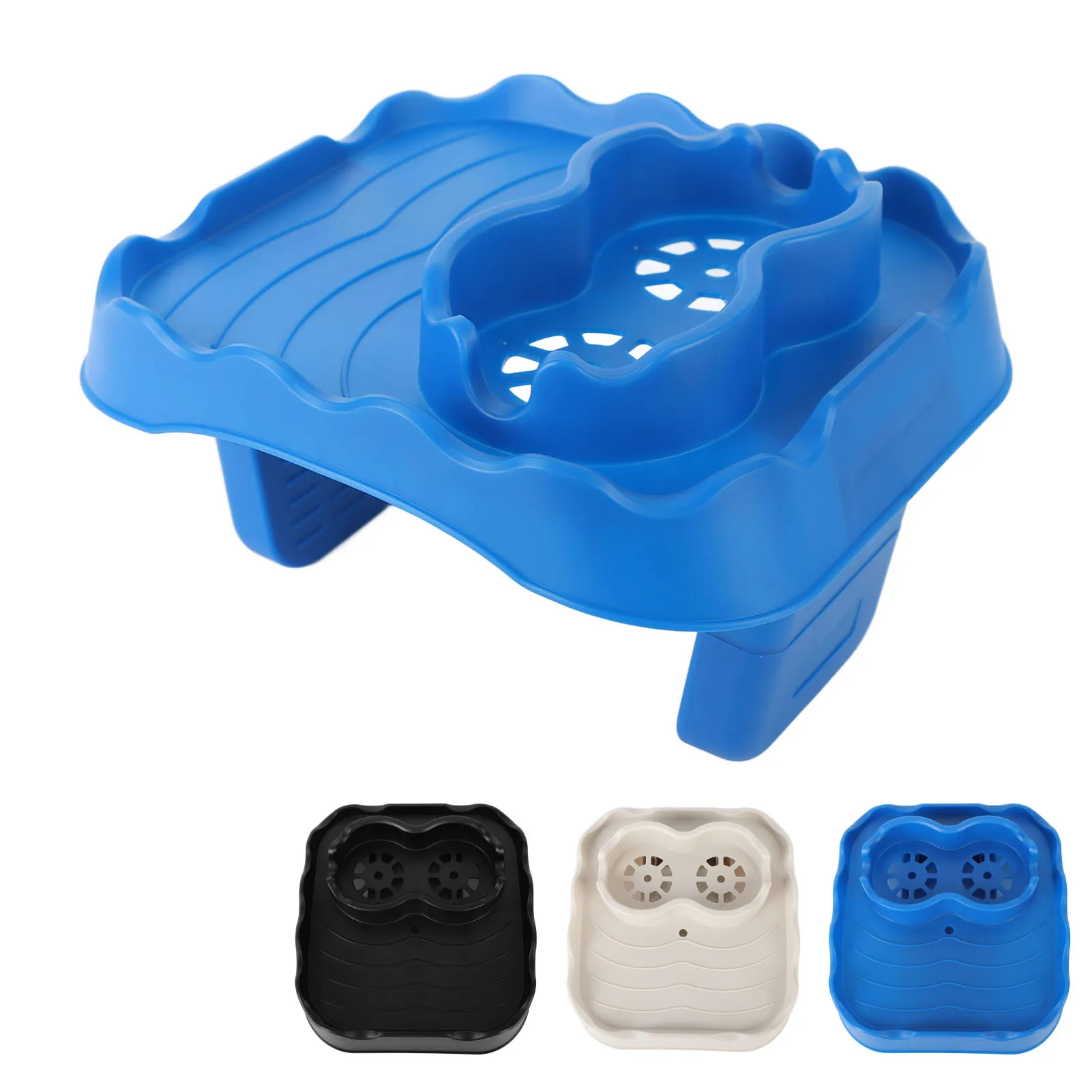 Hot Tub Table Tray with Drain Holes Anti Slip Adjustable Hot Tub Side Table Tray for Swimming Pools SPA Bathtub wooden tray