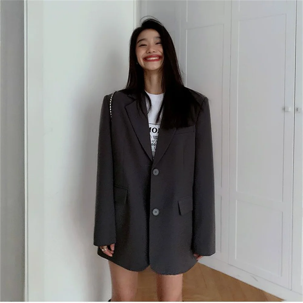 2024 Black Long Sleeve Suit Jacket For Women Fashion Korean Back Split Office Lady Blazer Coat Spring Autumn Suit Jacket Coat 4