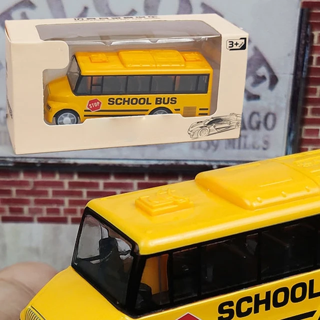 1PC Kids Baby Diecast School Bus Toys Yellow Pull-Back Bus Vehicle Models for Boys Birthday Gifts Children Mini Car Toys 5