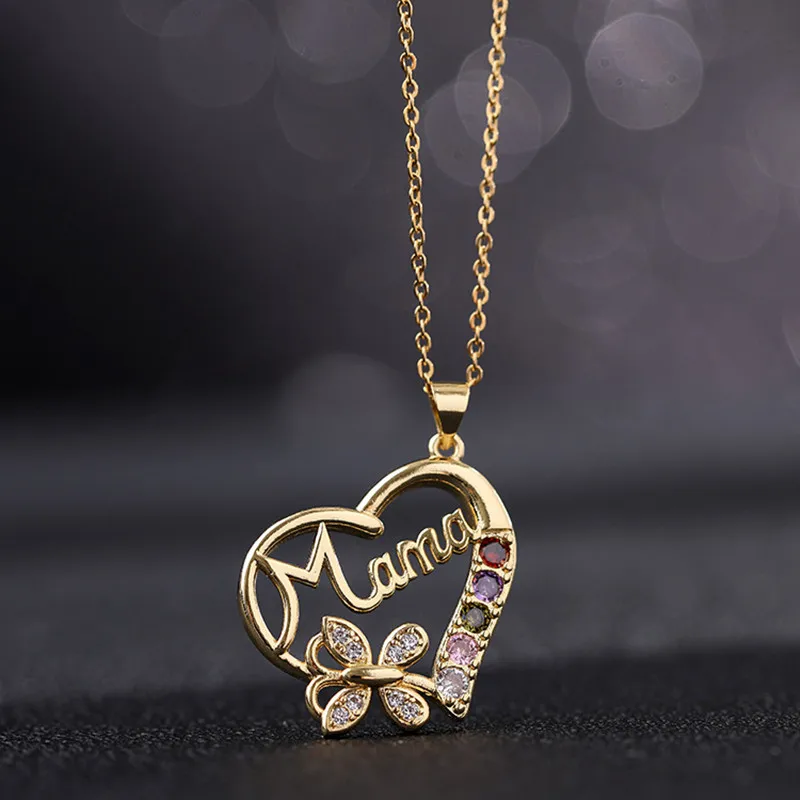 

Women's Necklace 18k Gold Plated Crystal Zircon Heart Letter Pendant Sweet Romantic Fashion Jewelry Gift